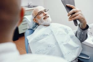Patient smiling with veneers